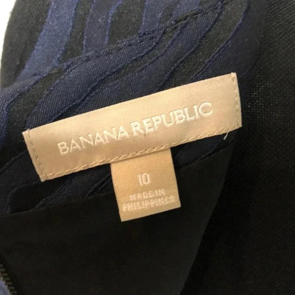 Banana Republic Navy Animal Print Wave Texture Empire Sheath Dress - Picture 8 of 11